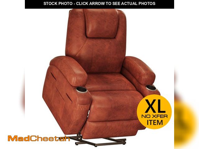 Lot 74-14326934 - LACOO Electric Power Lift Recliner Chair (Leathaire) with Massage for Elderly, Single Sofa with 2 Cu...