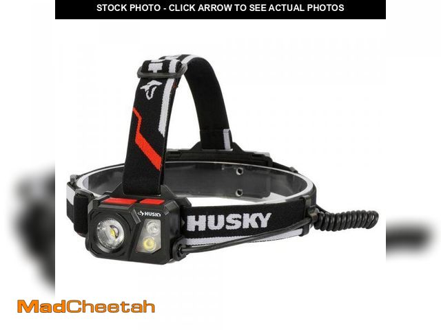 Lot 74-12086382 - (MISSING STRAP,CHARGING CORD) Husky 1000 Lumens Dual Power Compact Rechargeable Headlamp  - USED
