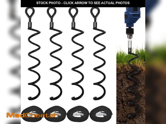 Lot 74-12315447 - XYADX 16.3 Inch Spiral Ground Anchor Stake High Durable Earth Anchor Kit for Tents, Trampolines, Gar...