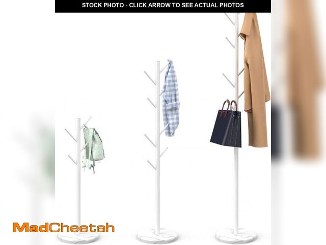 Lot 74-10867220 - (AS PICTURED) Heavy Duty Coat Rack with Natural Marble Base, Freestanding Metal Coat Stand with 8 Ho...