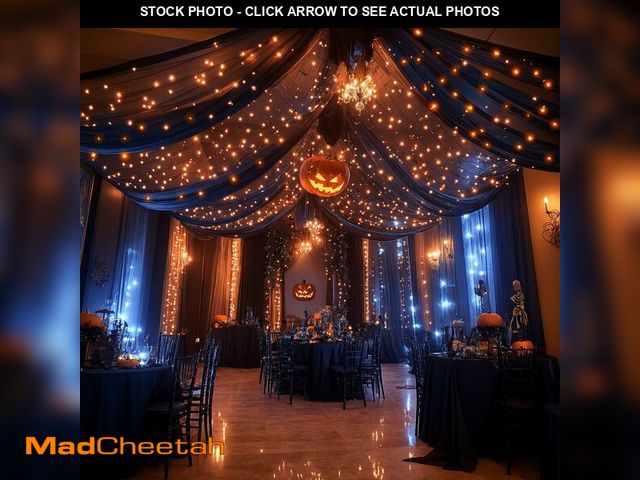 Lot 74-14205638 - 6 Panels Black Ceiling Drapes with Lights for Weddings Tent Draping 5ftx10ft Wedding Photo Backgroun...