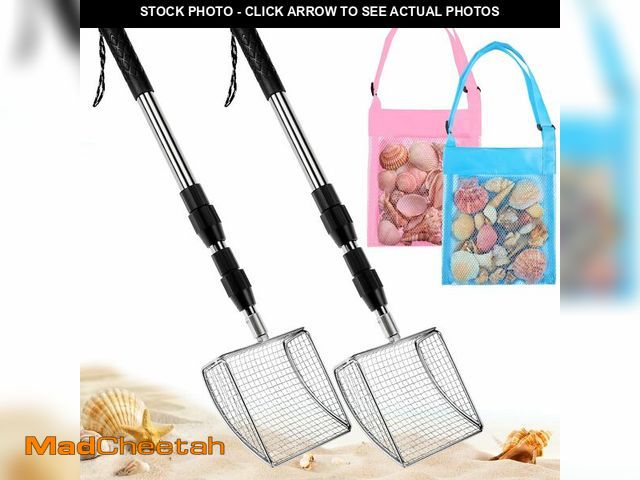 Lot 74-14271822 - RGQSUN 2 Shark Tooth Sifters with 2 Seashell Bags, Beach Sand Sifter Set with Extendable Handles for...