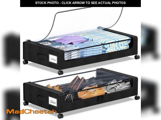 Lot 74-12123408 - YAASHEEN Under Bed Storage with Wheels, 2-Pack Under the Bed Storage Containers with Clear Lids &amp...