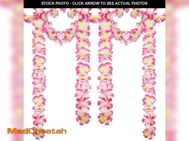 Lot 74-14211547 - Moucuny 12 Pcs Tropical Flower Banner Hawaiian Garland Luau Flower Leis Garland Bulk Hawaii Party De...