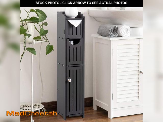 Lot 74-12323387 - AOJEZOR Bathroom Storage Cabinet for Small Space-Toilet Paper Cabinet Fit for Small Roll,Black - UNU...