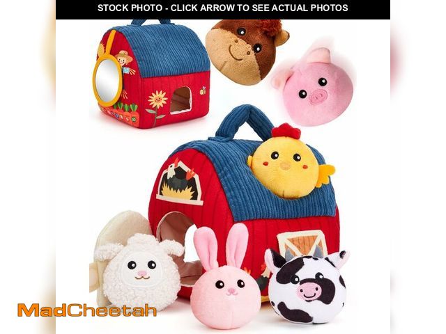 Lot 74-14148112 - hahaland Baby Toys 6-12 Months - Surprise Barn Stuffed Farm Animals, Rattle, Crinkle, Mirror, Montes...