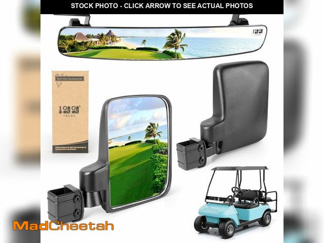 Lot 74-12599311 - 10L0L Golf Cart No-Drill Folding Side Mirrors + Easy-Drill Rear View Mirror, 170ÃÂ° Wide Angle, Uni...