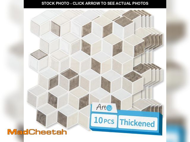 Lot 74-12213145 - Art3d 10-Sheet Peel and Stick Backsplash Tiles, 12x12 Inch Self-Adhesive 3D Wall Tiles for Kitchen, ...