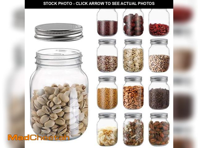Lot 74-12440257 - noveinks 16 oz Plastic Storage Jars with Metal Lids Ã¢â¬â 12 Pack BPA-Free Clear Food Containers ...