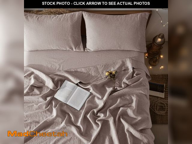 Lot 74-14210679 - LBRO2M 100% Pure Linen Sheet Set Deep Pocket Up to 16" Bed Sheets Sets, Natural Flax Beddings Soft, ...