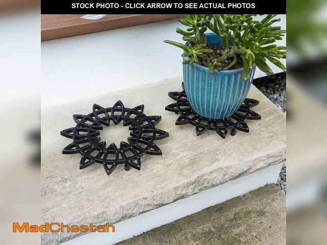 Lot 74-14321204 - ACHLA DESIGNS Flower Series 1-Tier Black Powder-Coat Wrought Iron Flower Plant Stand (8 in. H W) - U...