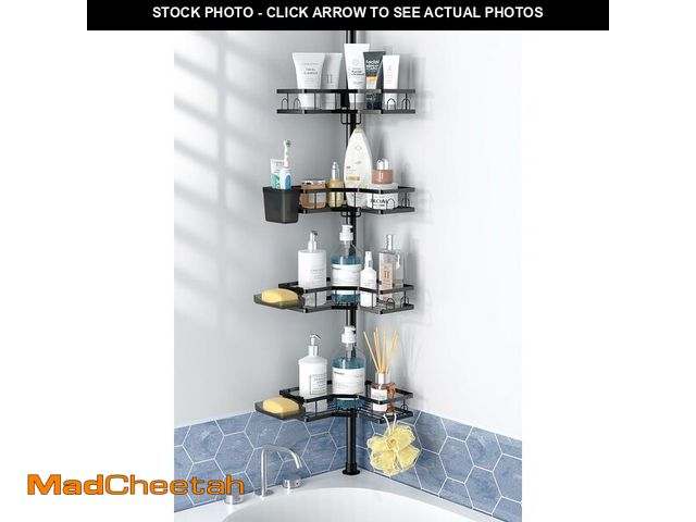 Lot 74-14379359 - Corner Shower Caddy Tension Pole: 4-Tier Adjustable Rustproof Bathroom Organizer Shelves - No-Drill ...