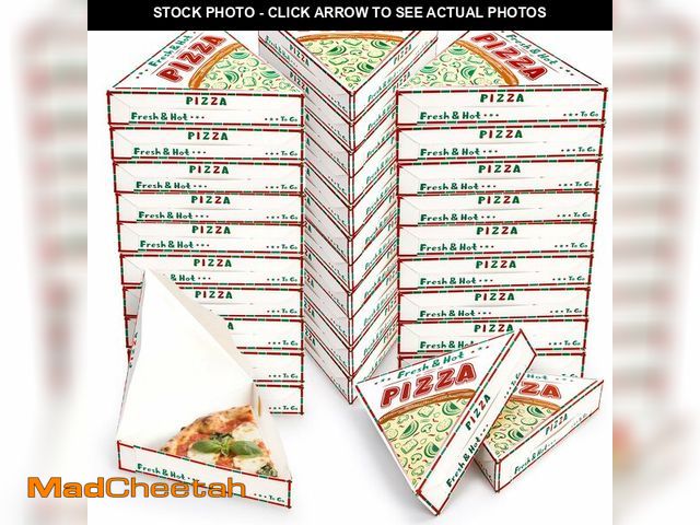 Lot 74-13541800 - Covzoe 100 Pack Pizza Slice Boxes, 9.3 x 9.1 x 1.8 Inch Grease Resistant Single Pizza Tray Disposabl...