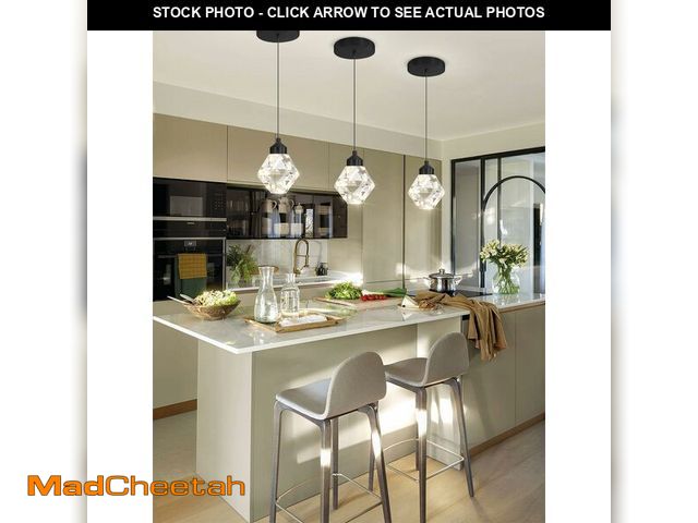 Lot 74-12710889 - Crystal Pendant Light for Kitchen Island,Black Chandelier Lights Fixture, Hanging Lighting Ceiling L...