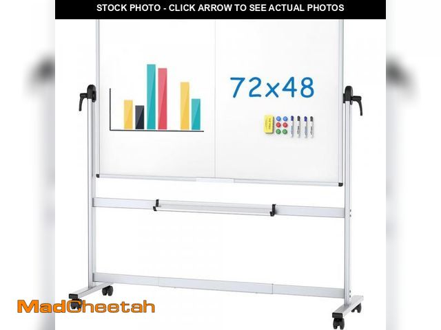 Lot 74-12540041 - VIZ-PRO Double-Sided Mobile Whiteboard, 72 x 48 Inches, Magnetic Rolling Dry Erase White Board on Wh...