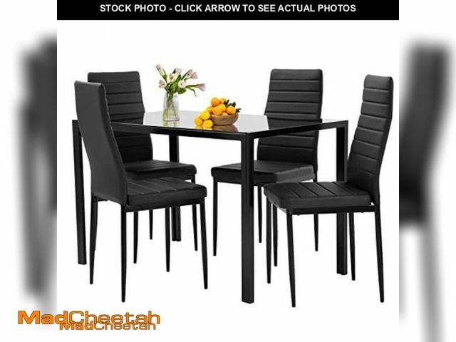 Lot 74-11561855 - FDW Glass Dining Room Table for Small Spaces Kitchen Table Home Furniture Rectangular Modern (Black ...