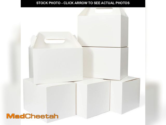 Lot 74-12972963 - Happyhiram 30 CT Large Welcome Boxes with Handles White, 9x6x6 Gable Gift Easter Boxes Cardboard Pap...
