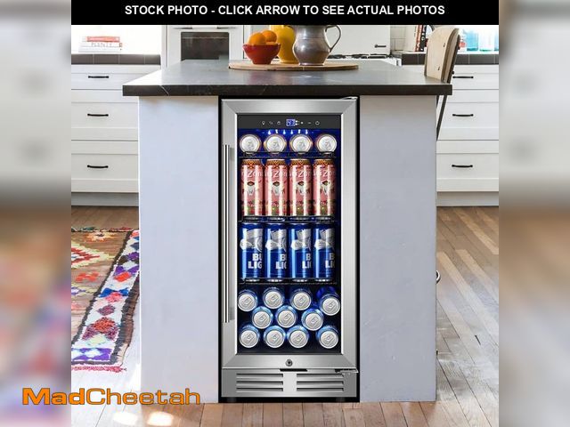 Lot 74-13663026 - Nipus 15 in. Built-In Single Zone 170-Can Beverage Refrigerator in Stainless Steel with Blue LED Int...