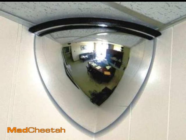 Lot 74-12400259 - Vision Metalizers 26" Acrylic Quarter Dome Convex Corner Bubble Mirror with Plastic Back, Indoor Saf...