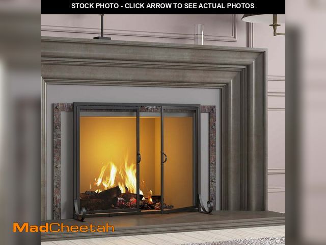 Lot 74-13775773 - Fire Beauty Fireplace Screen with Hinged Doors, Powder Coated Steel Frame, Metal Mesh, Handcrafted S...