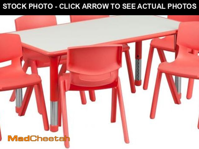 Lot 74-12210701 - (TABLE TOP ONLY) Flash Furniture Emmy Adjustable Classroom Activity Table with 6 Stackable Chairs, R...