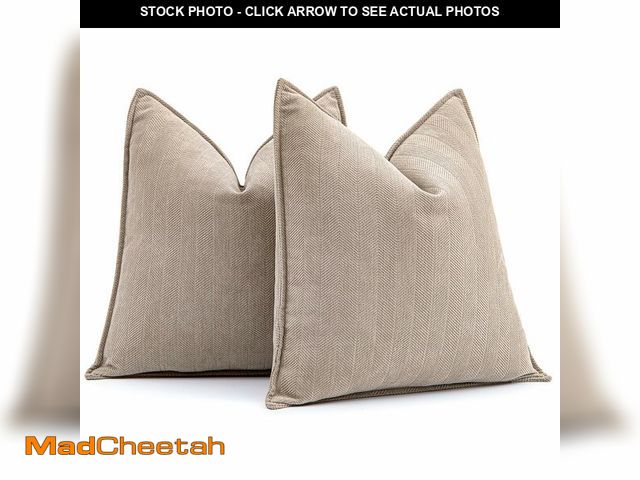 Lot 74-12605507 - MIULEE Pack of 2 Beige Decorative Pillow Covers 26x26 Inch Soft Chenille Luxurious Couch Throw Pillo...