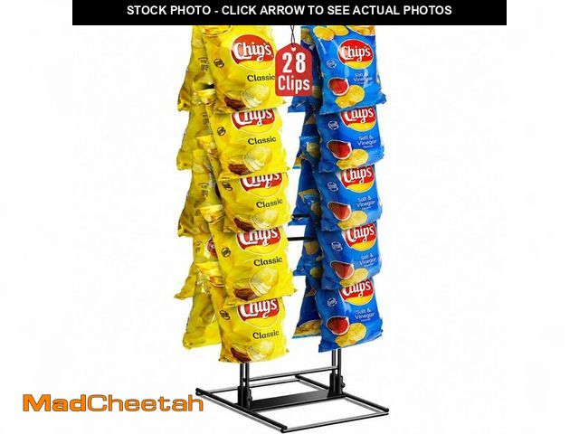 Lot 74-14384716 - ROSROSE Chip Rack Display Stand, Potato Chip Rack Bag Holder with 28 Clips, 2 Row Chip Display Stand...