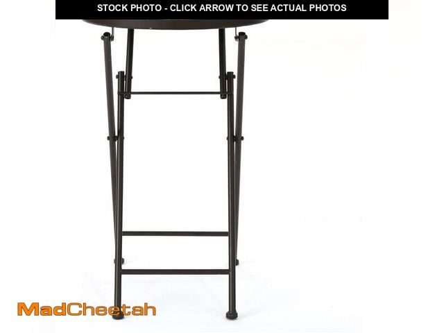 Lot 74-13039863 - Christopher Knight Home Silvester Outdoor Stone Side Table with Iron Frame, Beige / Black - UNUSED