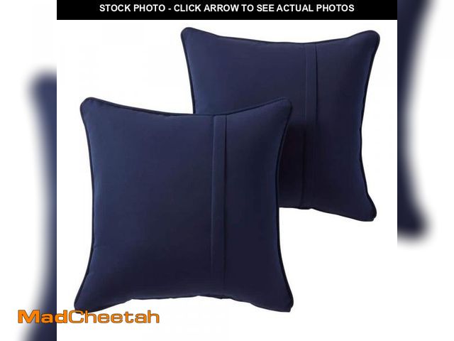 Lot 74-12529485 - Greendale Home Fashions Sunbrella Canvas Navy Square Outdoor Throw Pillow with Pleat (2-Pack) - USED
