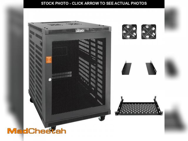 Lot 74-12363469 - Tecmojo 15U Wall Mount Rack,15U Rack 17.7 Inch Depth,Hold Up to 176 Lbs,Enclosed Wall Mount Rack Kit...