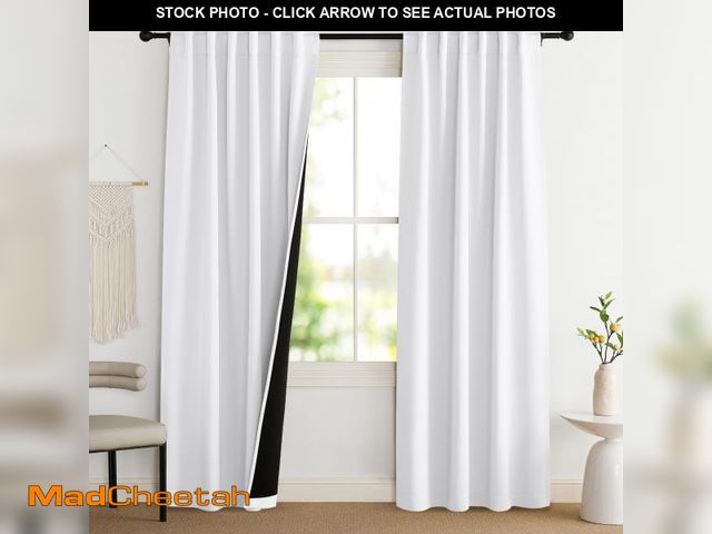 Lot 74-12118807 - NICETOWN 100% Blackout Window Curtain Panels, Cold and Full Light Blocking Drapes with Black Liner f...