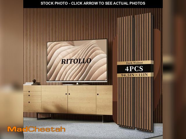 Lot 74-12358149 - RITOLLO 4-Piece Wood Slat Panels for Wall 94.5"Ãâ11" Acoustic Panels for Interior Wall Decor 3D F...