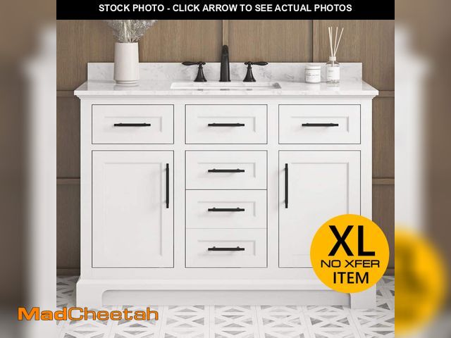 Lot 74-14605321 - Home Decorators Collection Doveton 48 in. Single Sink Freestanding White Bath Vanity with White Engi...