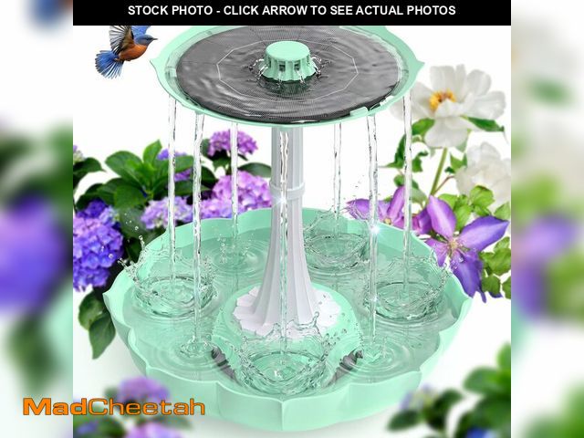 Lot 74-14378598 - Bird Bath Fountains Solar Power, 2-Tier Cascade Outside Water Feature for Yard Decor, Pedestal Birdb...