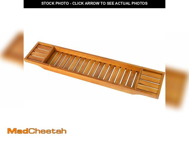 Lot 74-13776554 - Utoplike Teak Wood Bathtub Caddy, Expandable Bath Tray for Tub with Handles, Wooden Bath Organizer T...