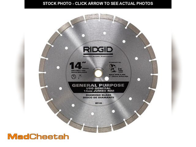 Lot 74-13002348 - RIDGID 14 in. Segmented High-Rim Diamond Blade - UNUSED