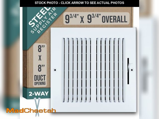 Lot 74-12711858 - Fits 8x8 Duct Opening 2 Way Steel Air Supply Diffuser by Handua | Register Vent Cover Grille for Sid...