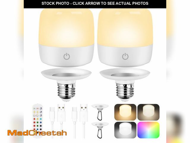 Lot 74-14387203 - Yochoice Rechargeable Battery Operated Light Bulb 4000mAh, Dimmable LED Bulb with Remote &amp; Detac...