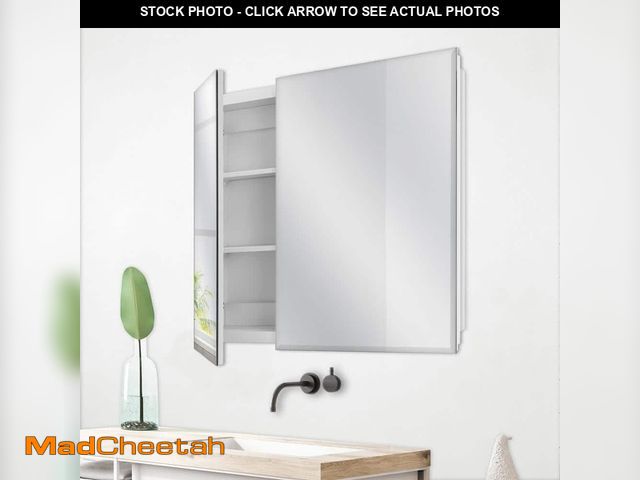 Lot 74-13667674 - Glacier Bay 30 in. W x 26 in. H Rectangular Wood Composite Medicine Cabinet with Mirror - UNUSED