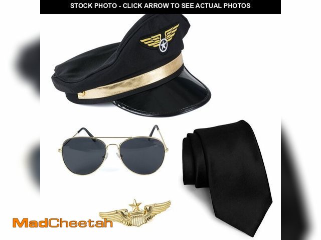 Lot 74-12978666 - Tigerdoe Pilot Costume For Kids - 4 Piece Set for Adults and Teens Captain Accessories - USED