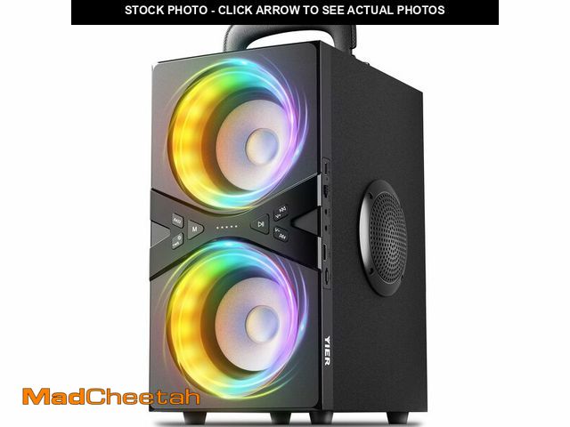 Lot 74-13576778 - YIER Party Bluetooth Speaker:80W Peak Large Stero Sound for Outdoor,Deep Bass,TWS,Loud with Lights,P...