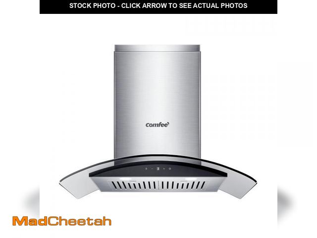 Lot 74-12201465 - COMFEE' Curved Glass Range Hood 30 Inch 450 CFM 3 Speed Gesture Sensing &amp;Touch Control Panel Sta...