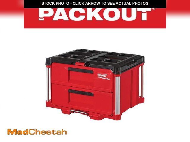 Lot 74-13289614 - Milwaukee PACKOUT 22 in. 2-Drawer Tool Box with Metal Reinforced Corners - UNUSED