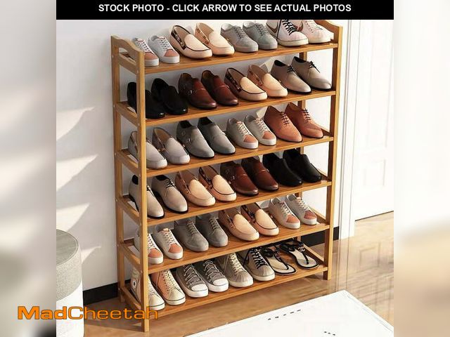 Lot 74-14286942 - Ktaxon 6-Tier Bamboo Wood Shoe Shelf Shoe Rack 18-24 Pairs Utility Shoe Storage Organizer Shelving f...