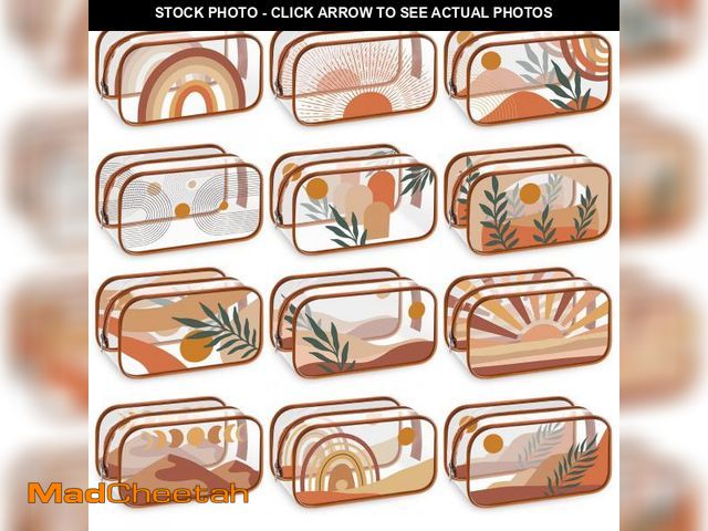 Lot 74-11557293 - Sweetude 12 Pcs Boho Clear Makeup Bags Rainbow Sunshine PVC Makeup Bags Brown Plastic Cosmetic Bags ...