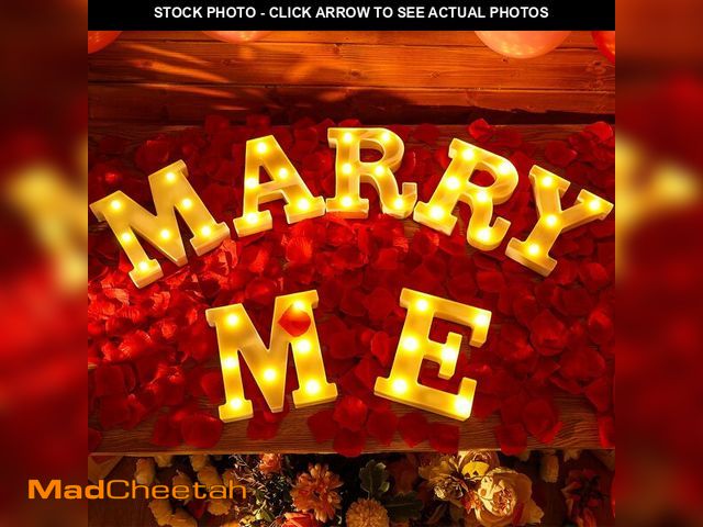 Lot 74-12716651 - Roowest Marry Me Letters Light Proposal Decorations Set Includes 7 LED 6.3" x 5.5" Romantic Marry Me...
