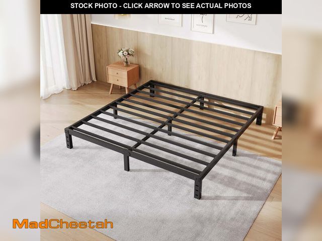 Lot 74-13766533 - COMASACH 12 inch King Bed Frame, Easy Assembly, Heavy Duty Metal Platform, Noise Free, Black - UNUSE...