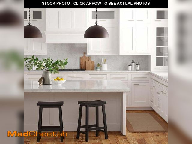 Lot 74-12556943 - Mainstays Indoor 24" Counter Height Backless Saddle Wood Stool Set of 2 In Black - UNUSED