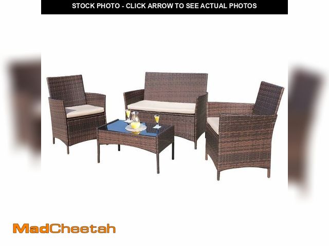Lot 74-12691933 - Homall 4 Pieces Outdoor Patio Furniture Sets Rattan Chair Wicker Set,Outdoor Indoor Use Backyard Por...