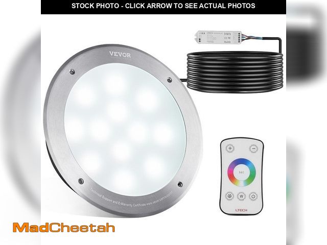 Lot 74-12787763 - VEVOR 12-Volt LED Pool Light 10 in. 40-Watt RGBW Color Changing Inground Swimming Pool Spa Light Und...